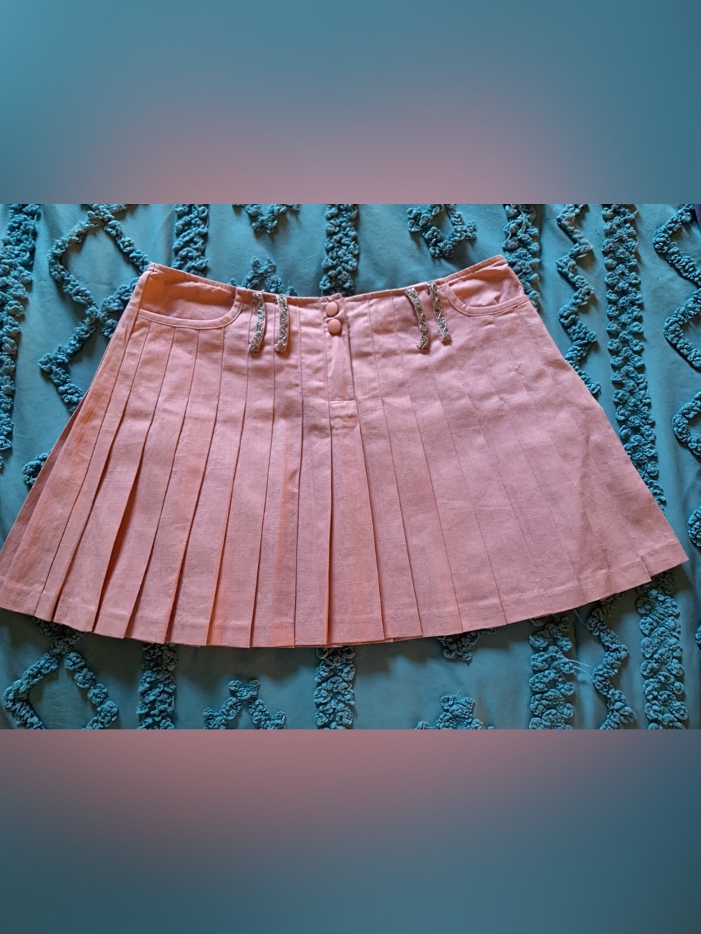 Tea n Cup Light Pink Pleated Mini Skirt with Satin Lining & Front Zipper/Buttons